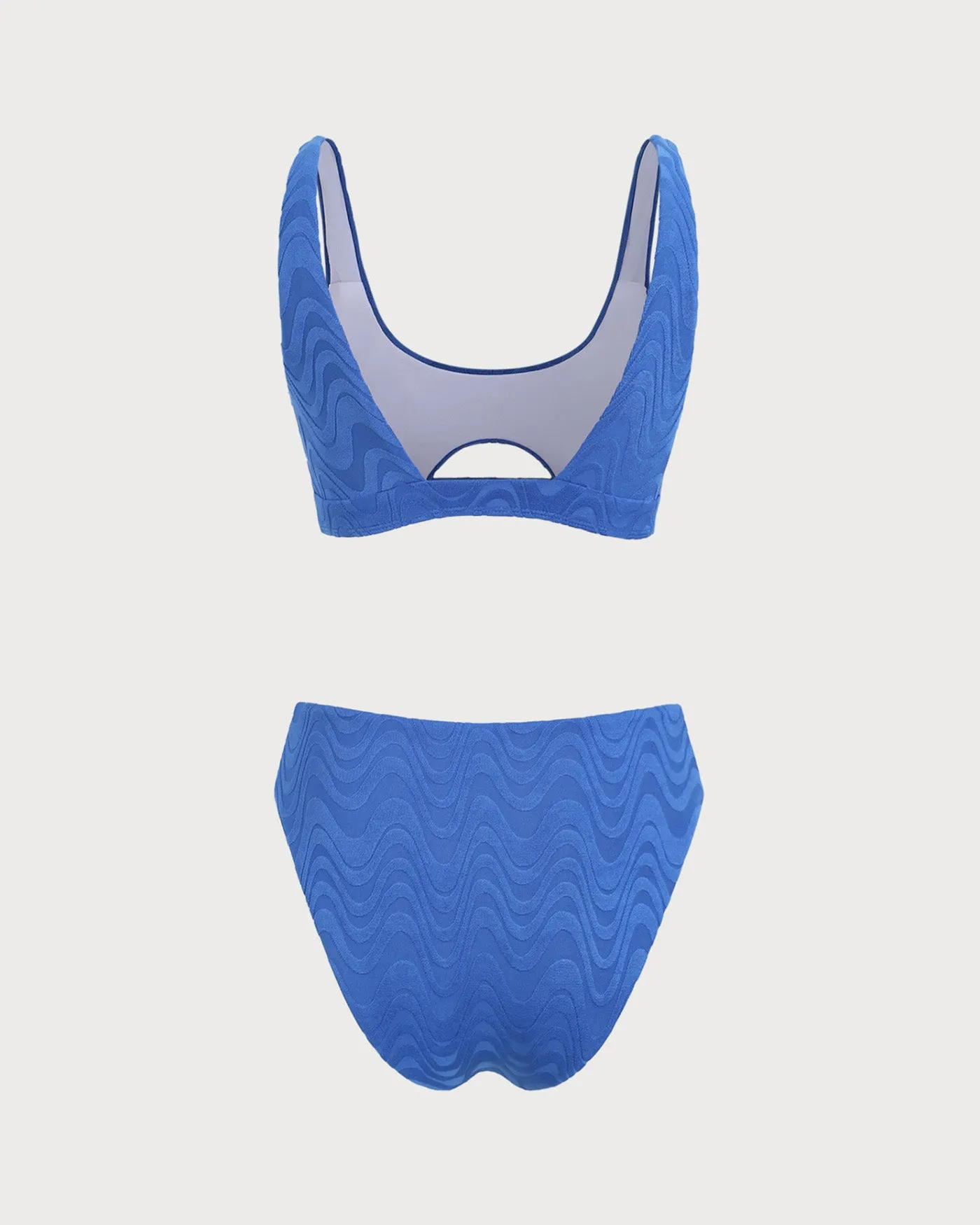 Royal Blue U Neck Textured Bikini Set sold by rihoas product image thumbnail 2