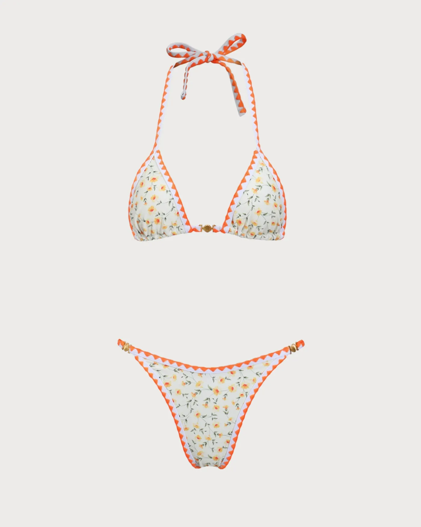 Yellow Halter Floral Bikini Set sold by rihoas