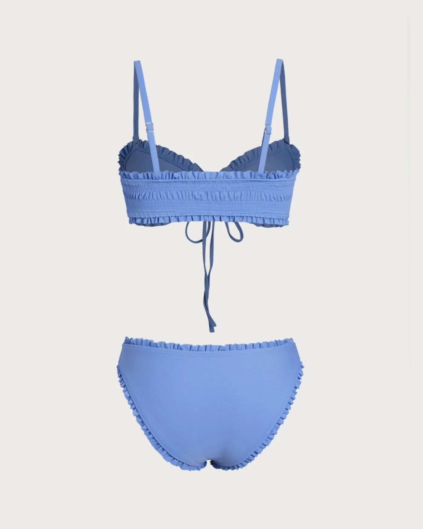 Blue Ruched Ruffle Bikini Set sold by rihoas product image thumbnail 2