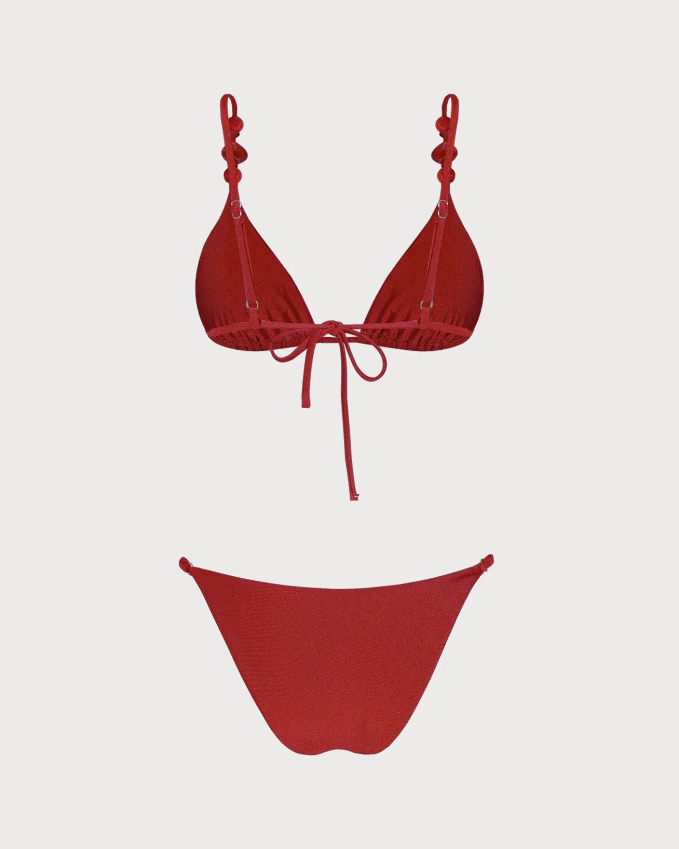 Red V Neck Triangle Bikini Set sold by rihoas product image thumbnail 2