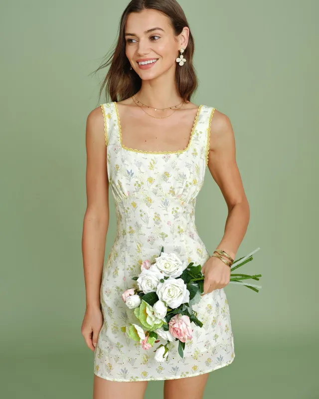 Apricot Floral Textured Slip Mini Dress made by rihoas