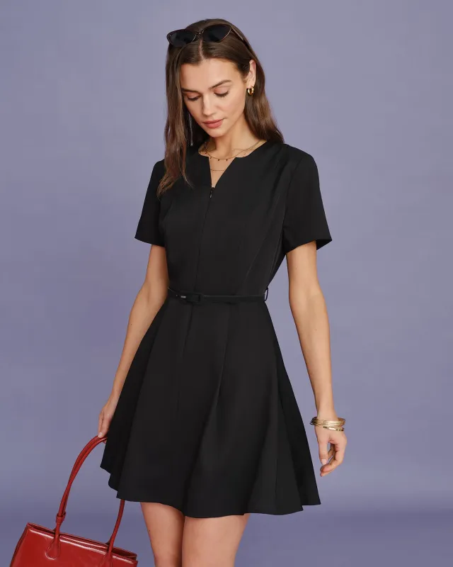 Black Belt Ruched Mini Dress made by rihoas