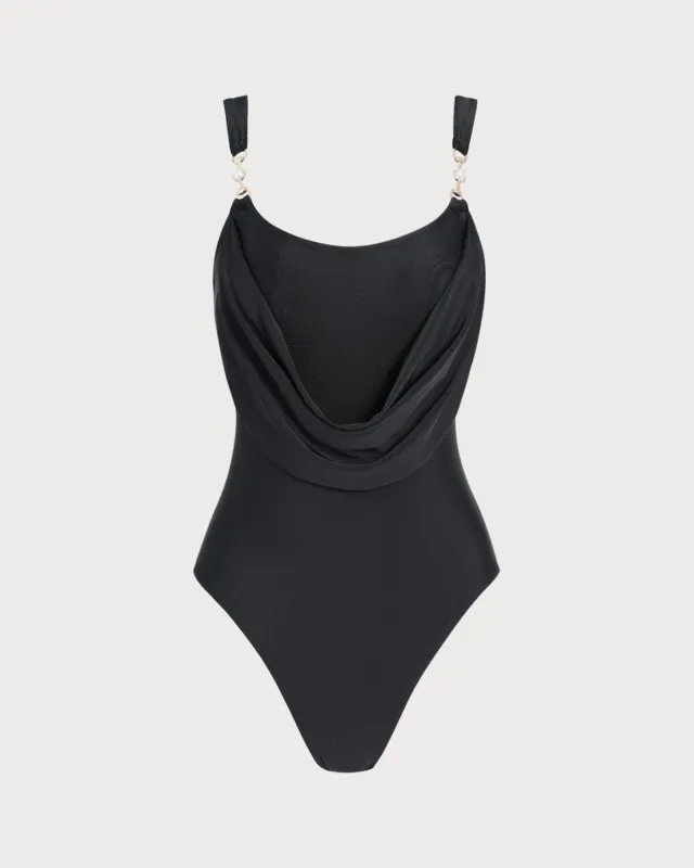Black U Neck Bandeau One Piece made by rihoas