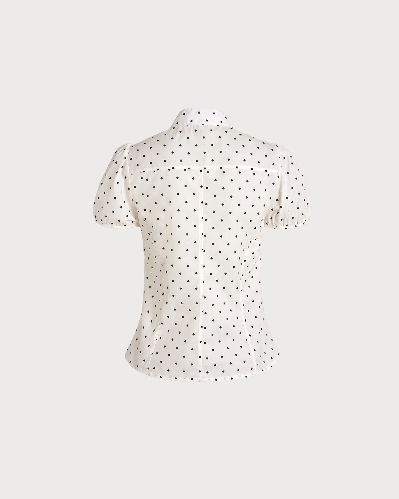 Off White Mandarin Collar Polka Dot Tee sold by rihoas product image thumbnail 2