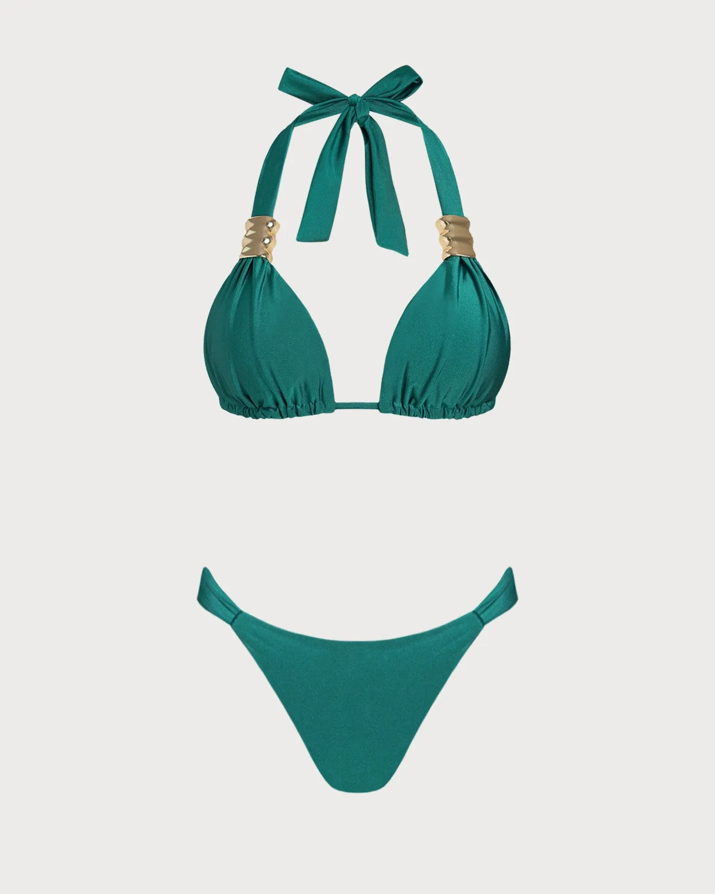 Green Halter Triangle Bikini Set sold by rihoas product image thumbnail 2
