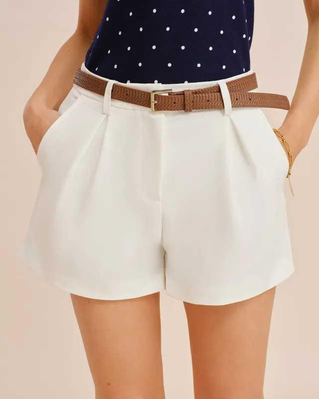 White Belted Pocket Shorts made by rihoas