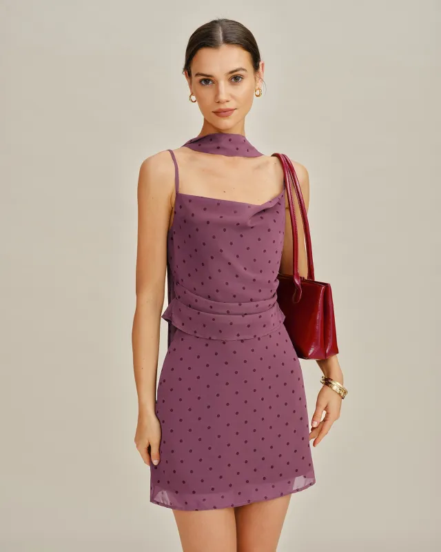 Purple Polka Dot Chiffon Cami Top made by rihoas