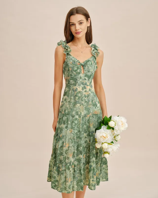 Green Shirred Sleeveless Midi Dress made by rihoas
