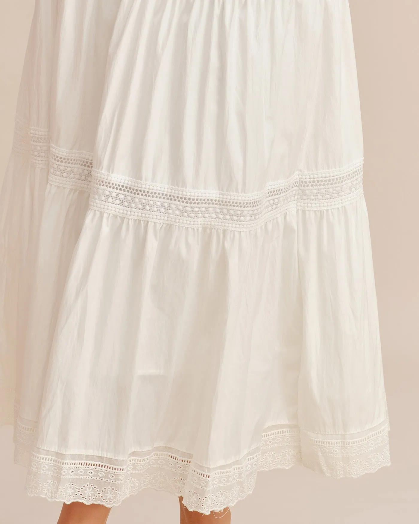 White Elastic Waist Maxi Skirt sold by rihoas product image thumbnail 2