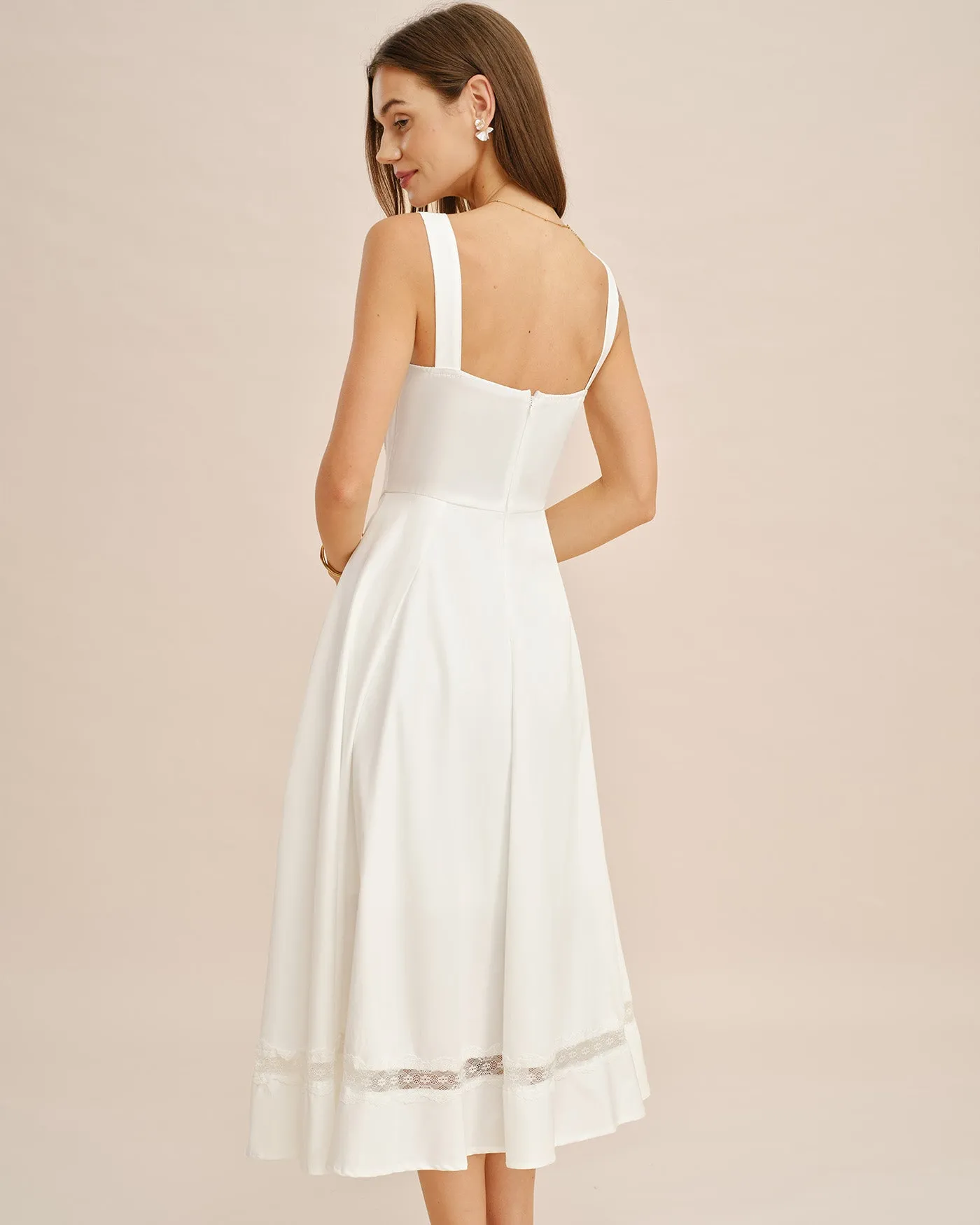 White Lace Splicing Slip Maxi Dress sold by rihoas product image thumbnail 5