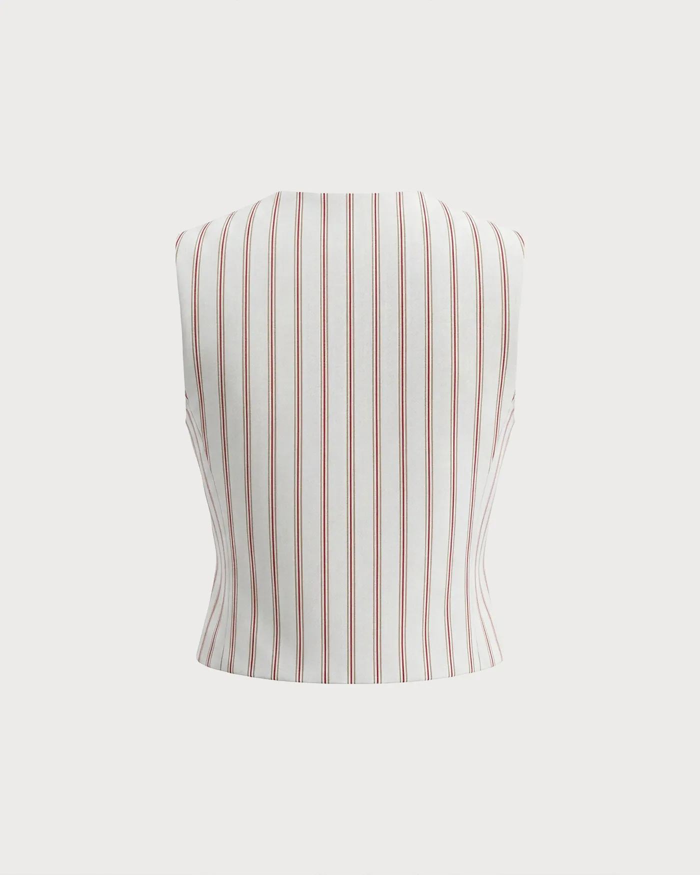White V Neck Single Breasted Striped Vest sold by rihoas product image thumbnail 2