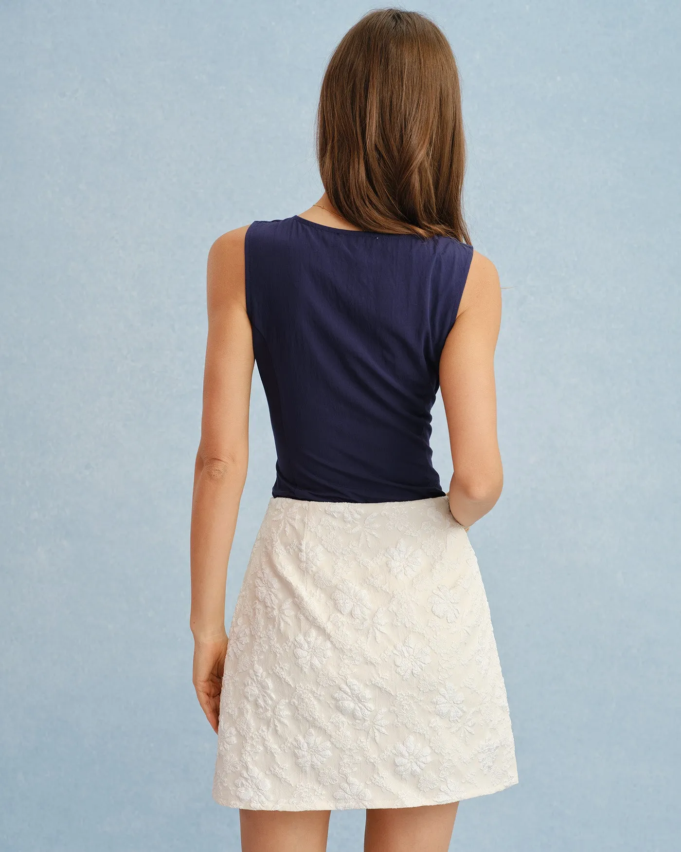 Apricot Jacquard Slit Mini Skirt sold by rihoas product image thumbnail 5