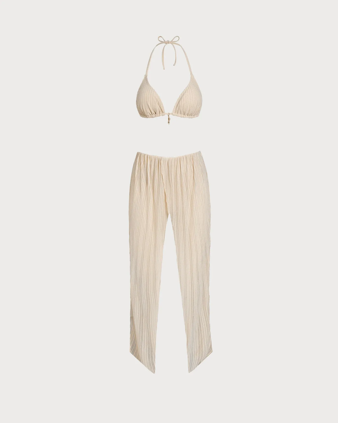 Apricot Halter Sequins Drawstring Bikini Set sold by rihoas product image thumbnail 5
