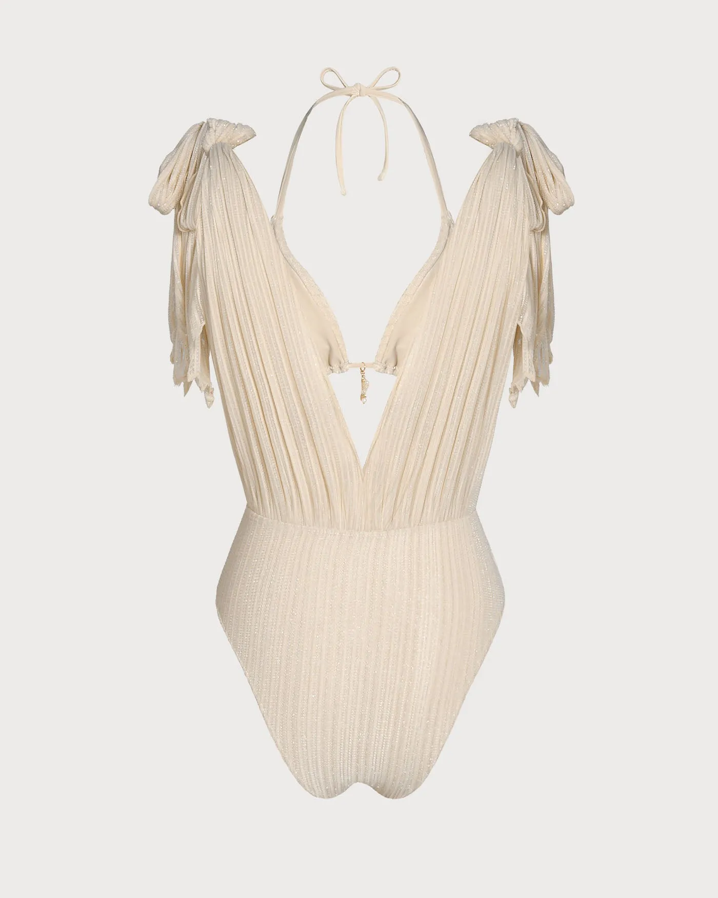 Apricot Halter Sequins Drawstring Bikini Set sold by rihoas product image thumbnail 4