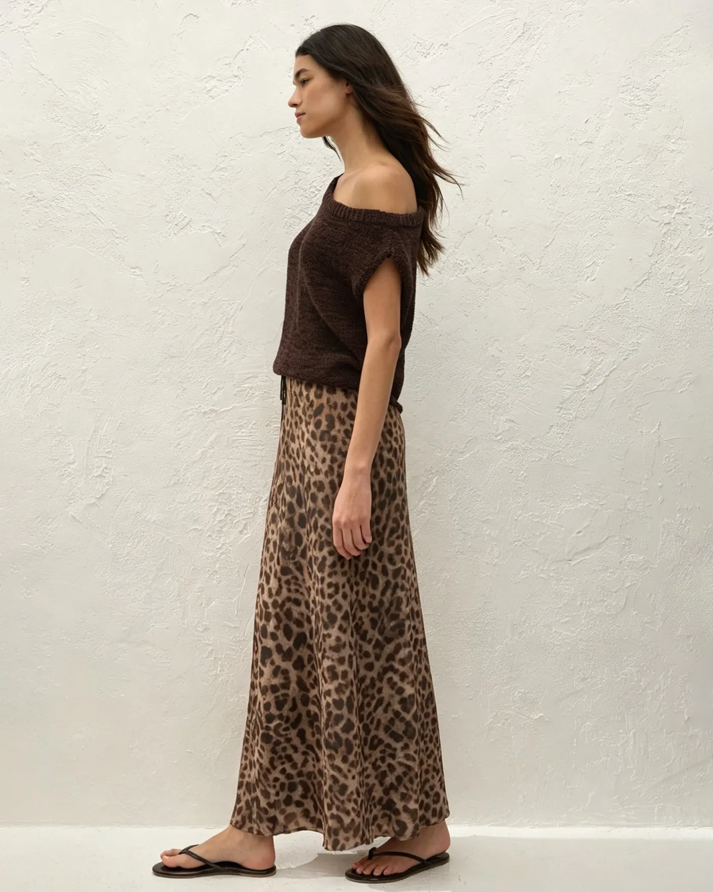 Brown Animal Print Mesh Maxi Skirt sold by rihoas product image thumbnail 2