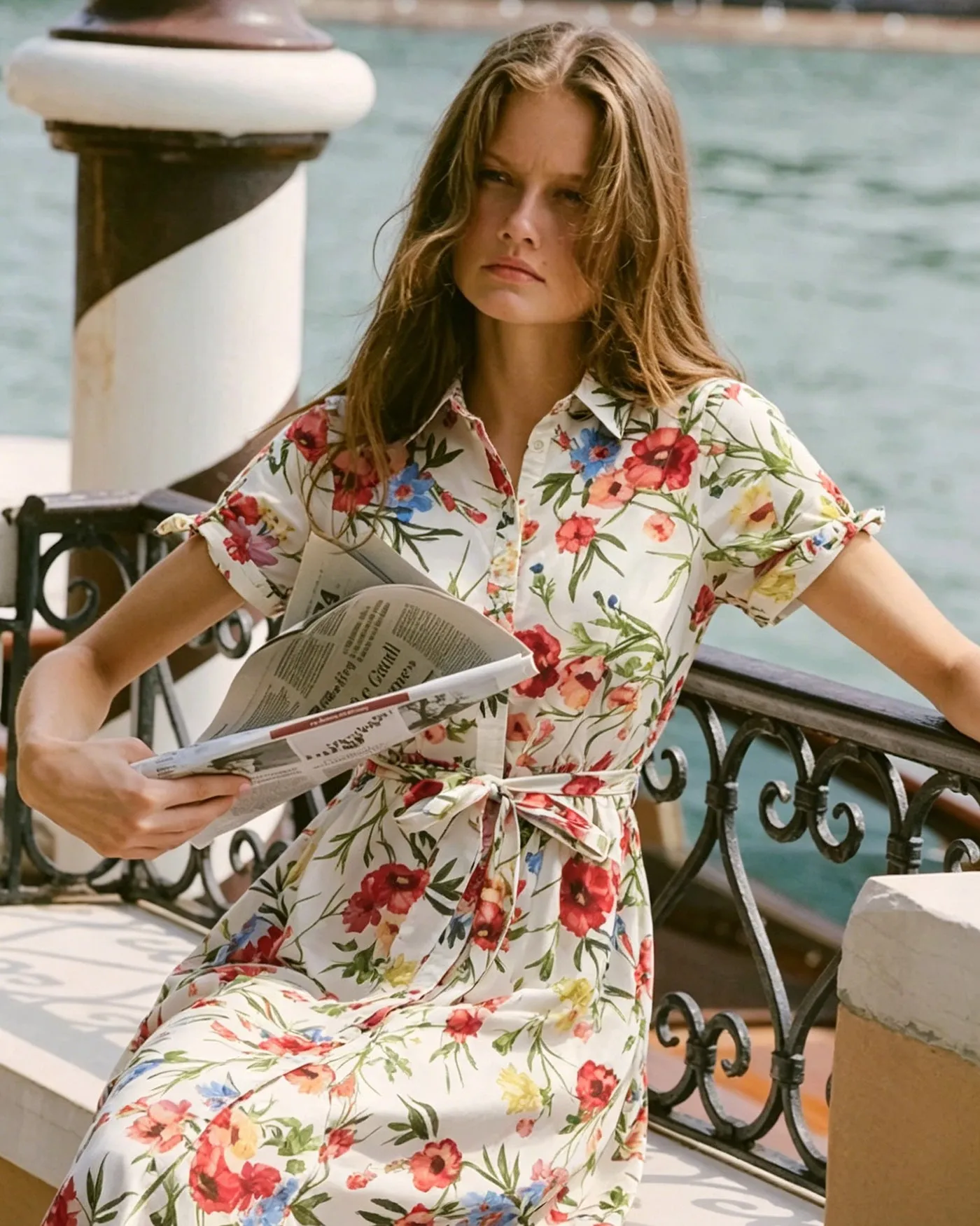 Floral Collar Tie Midi Dress sold by rihoas product image thumbnail 2