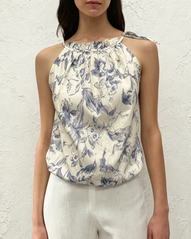 Apricot Ruffled Floral Tank Top made by rihoas