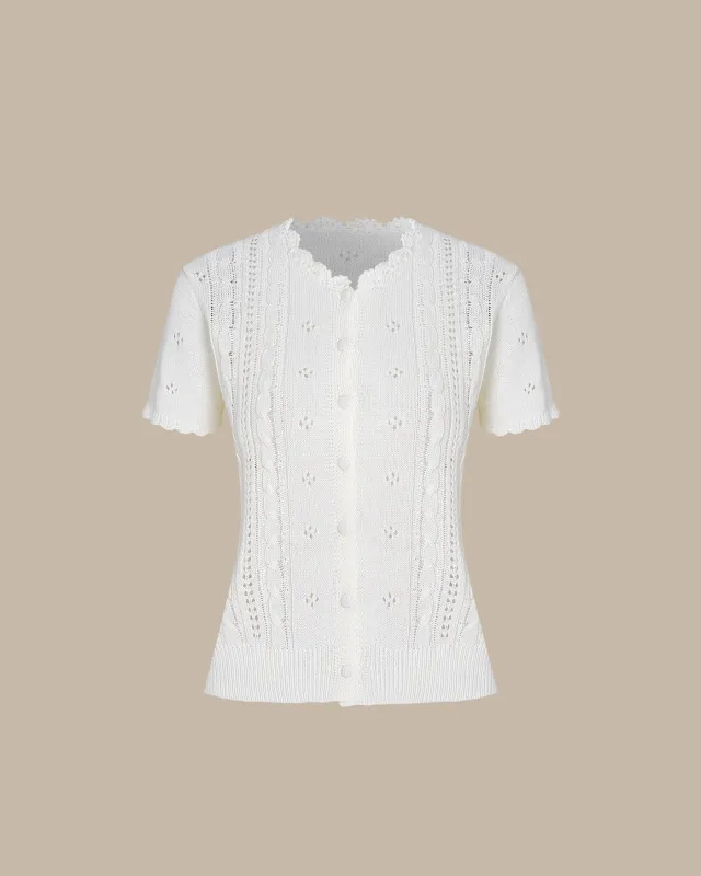 Off White Textured Knit Cardigan made by rihoas