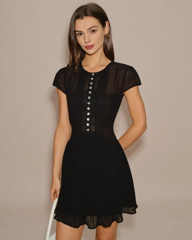 Black See Through Chiffon Mini Dress made by rihoas