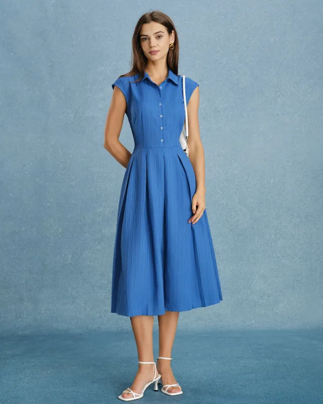 Blue Collar Button Button Midi Dress made by rihoas