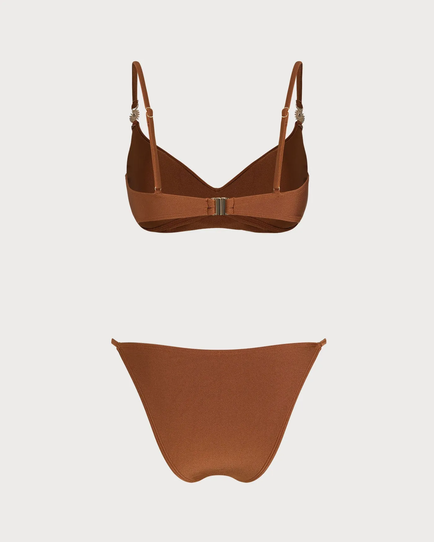 Caramel V Neck Bralette Bikini Set sold by rihoas product image thumbnail 5