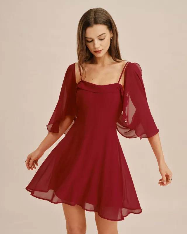 Red Ruched Slip Chiffon Mini Dress made by rihoas