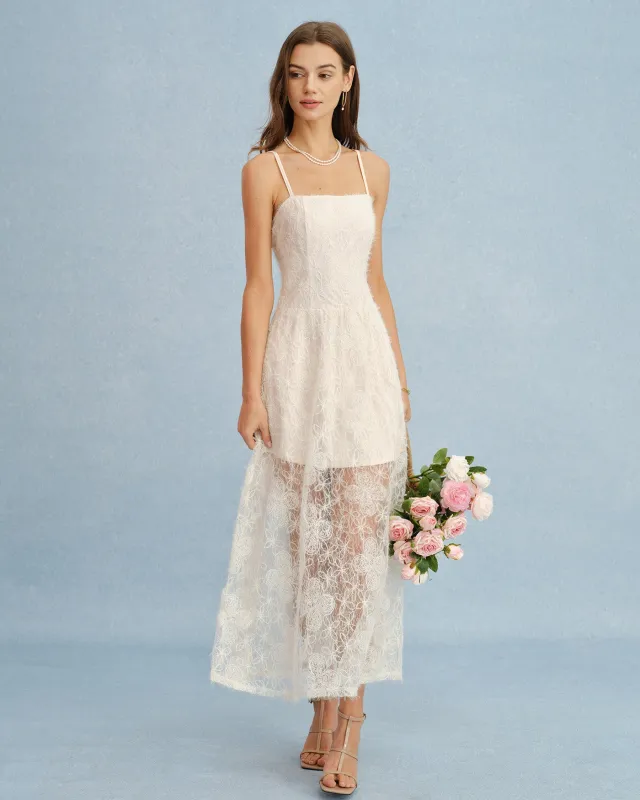 Apricot Sheer Lace Slip Maxi Dress made by rihoas