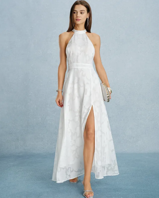 White Backless Bowknot Maxi Dress made by rihoas