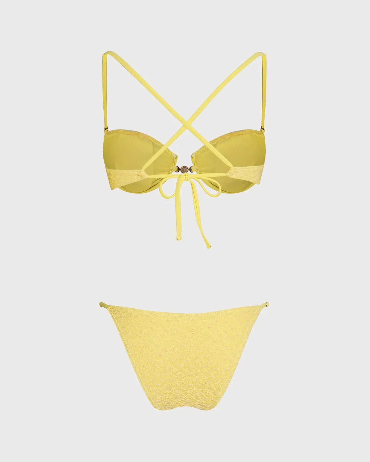 Yellow Textured Underwire Bikini Set sold by rihoas product image thumbnail 2