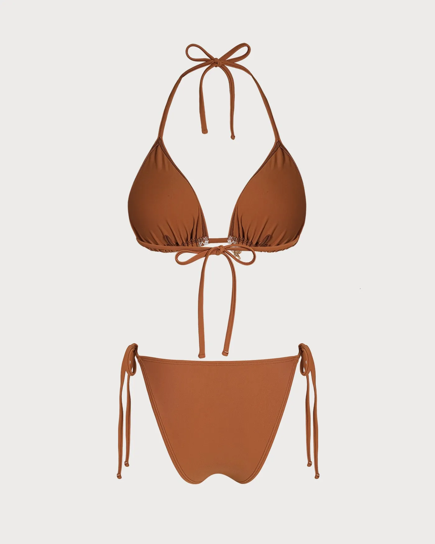 Brown Halter Crochet Triangle Bikini Set sold by rihoas product image thumbnail 2