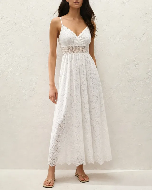 White Textured Cut Out Slip Maxi Dress made by rihoas
