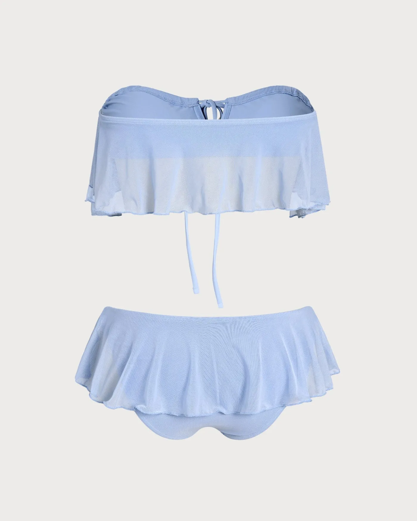 Blue Mesh Ruffle Bandeau Bikini Set sold by rihoas product image thumbnail 2