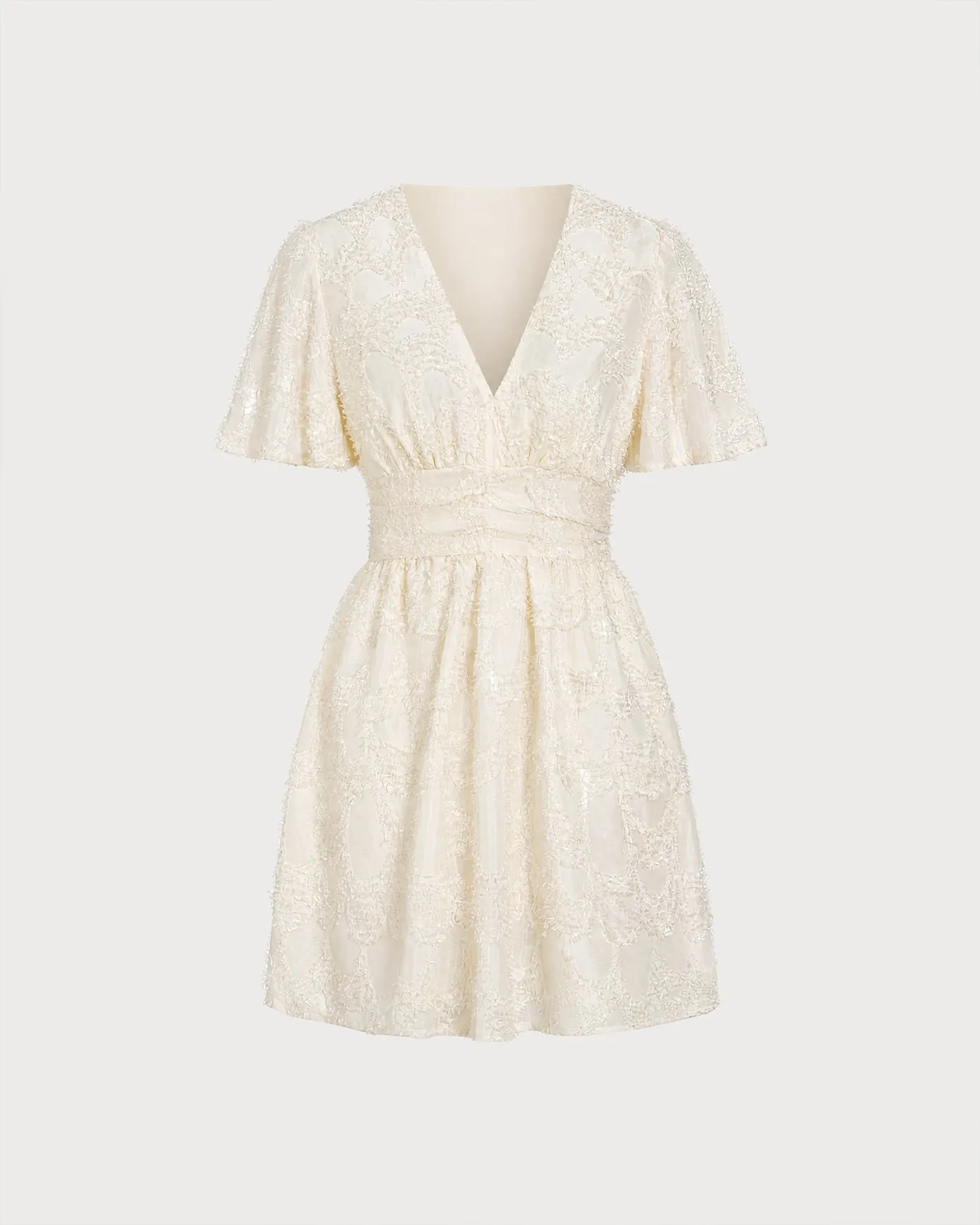 Apricot V Neck Textured Tunic Mini Dress sold by rihoas product image thumbnail 5