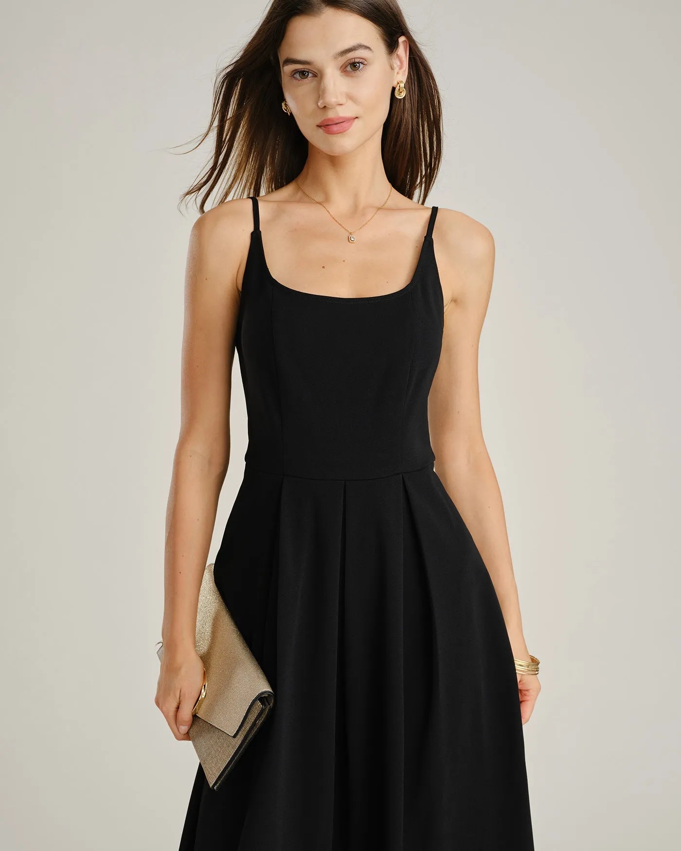 Black Ruched Slip A-Line Maxi Dress sold by rihoas product image thumbnail 3