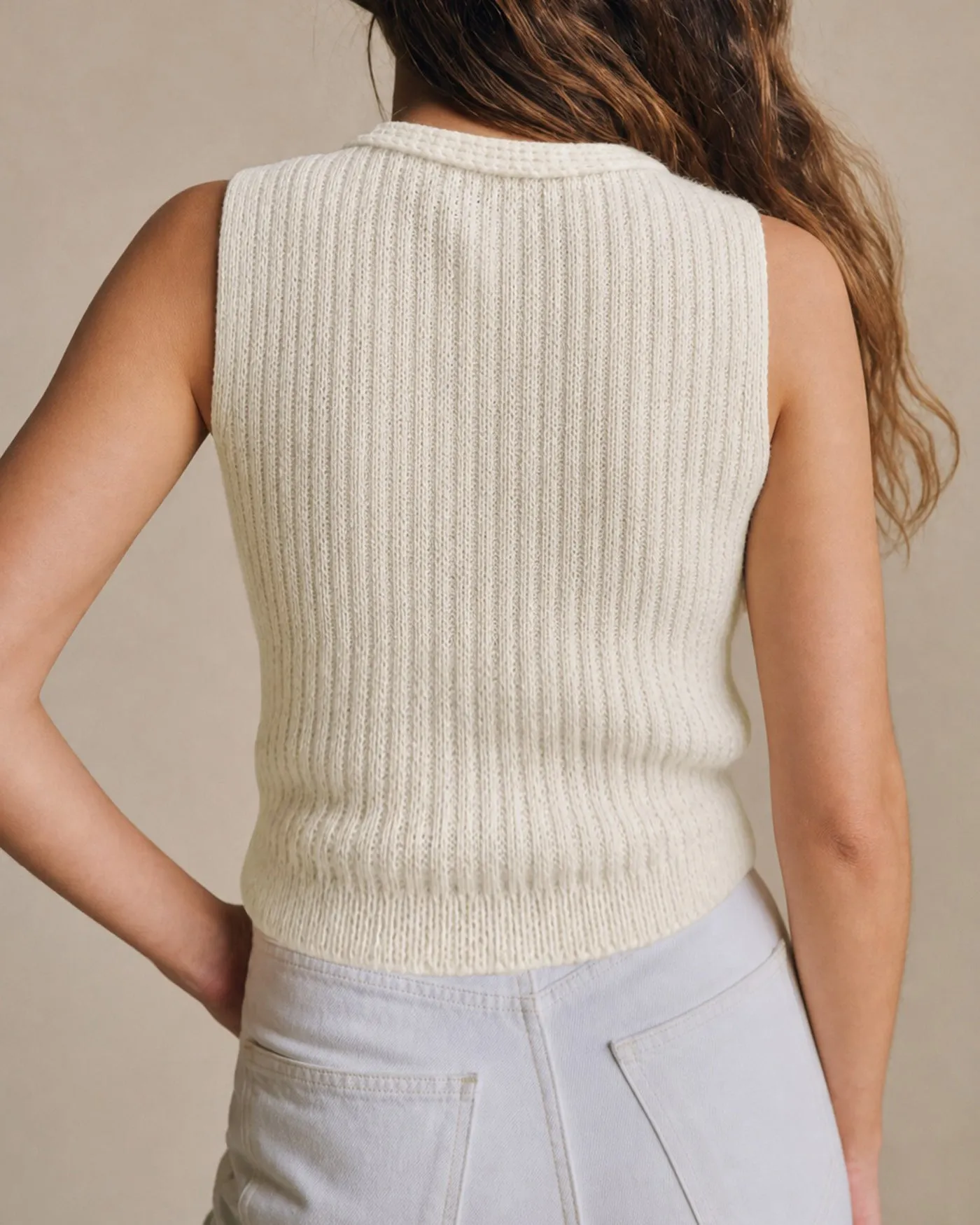 Apricot Collar Cut Out Textured Tank sold by rihoas product image thumbnail 5