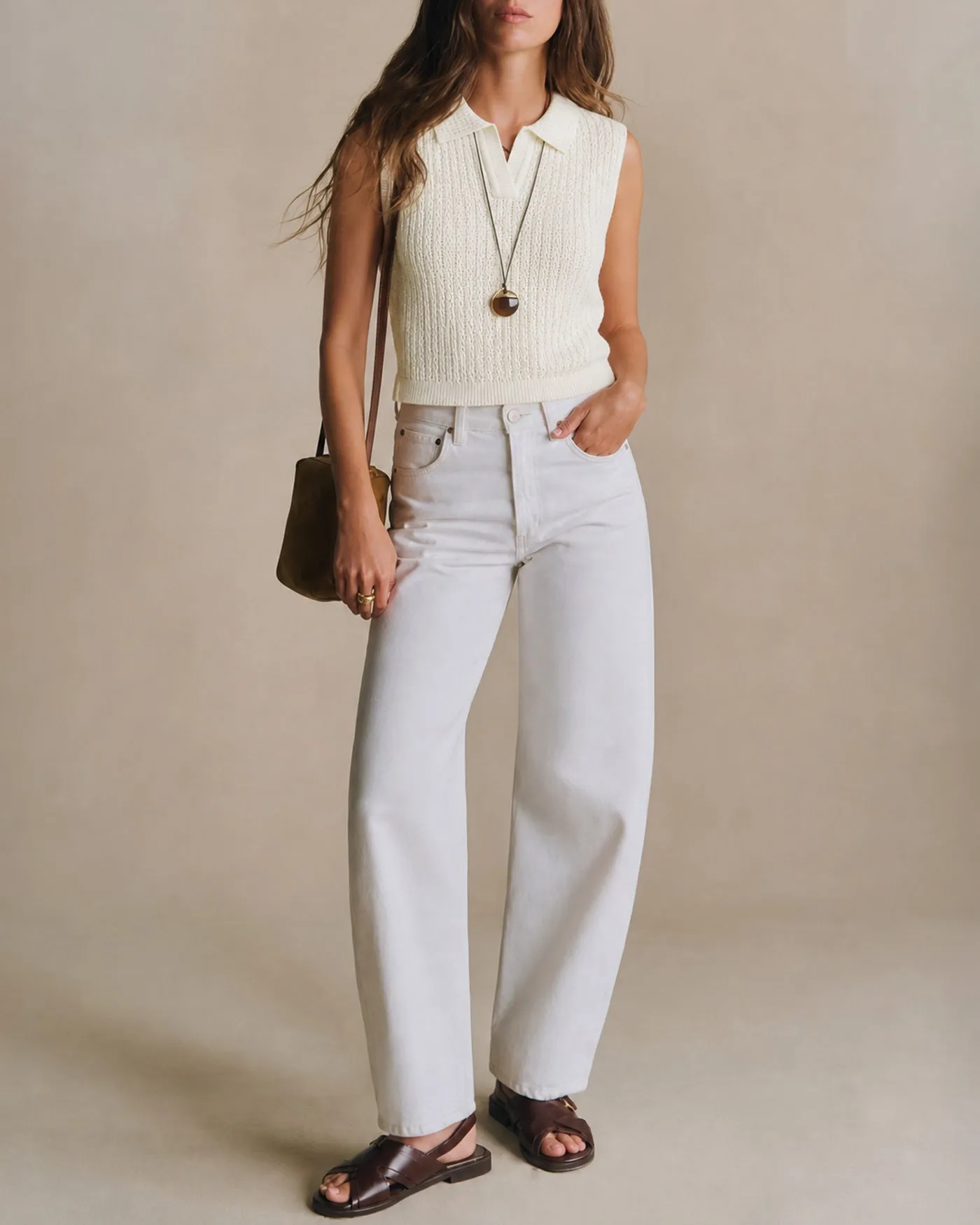 Apricot Collar Cut Out Textured Tank sold by rihoas product image thumbnail 2