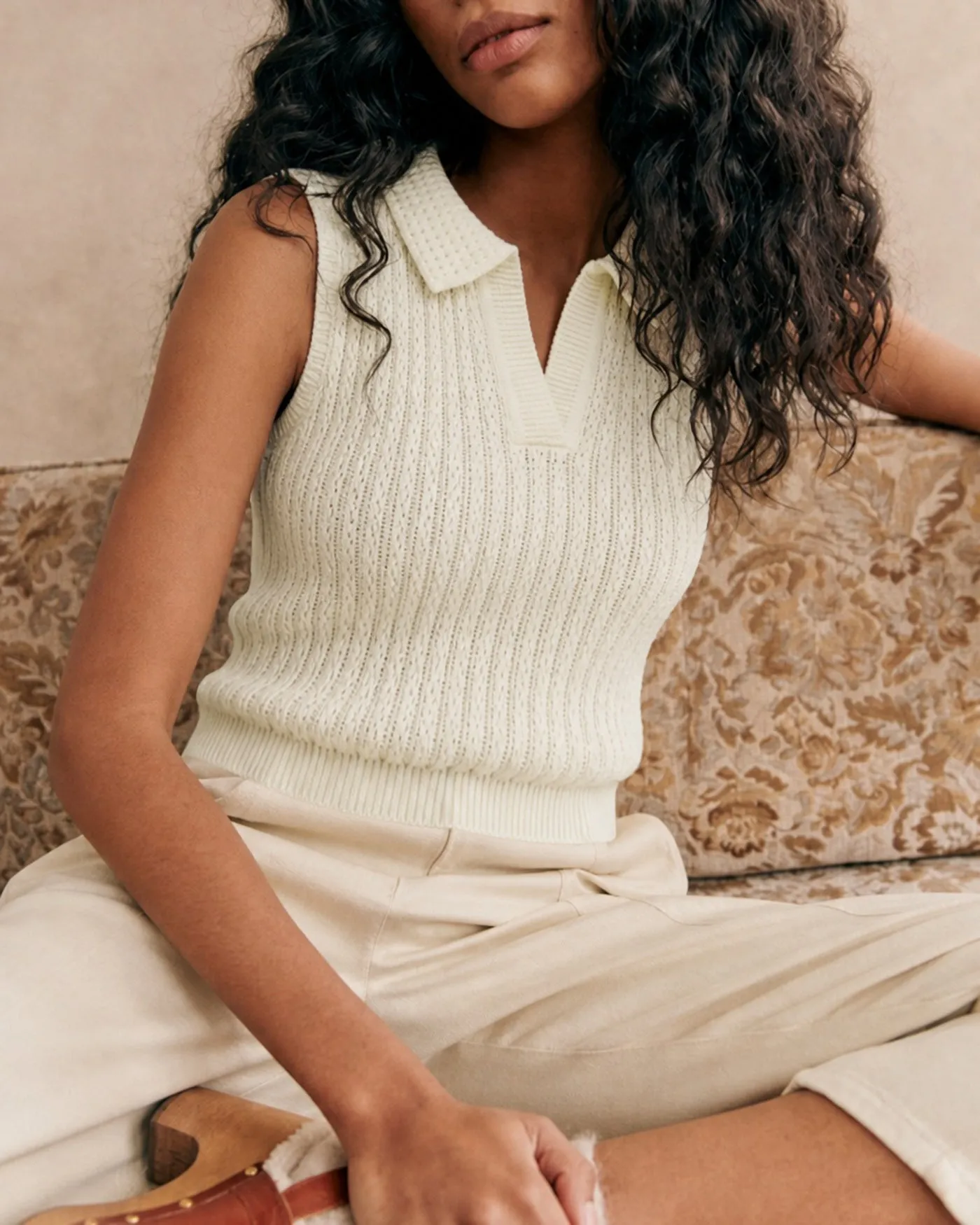 Apricot Collar Cut Out Textured Tank sold by rihoas product image thumbnail 4