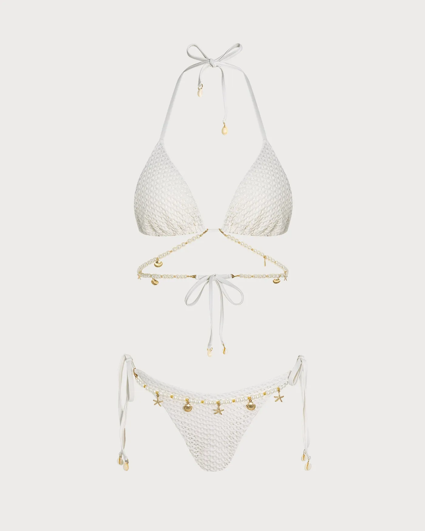 White Tie Strap Triangle Bikini Set sold by rihoas product image thumbnail 4