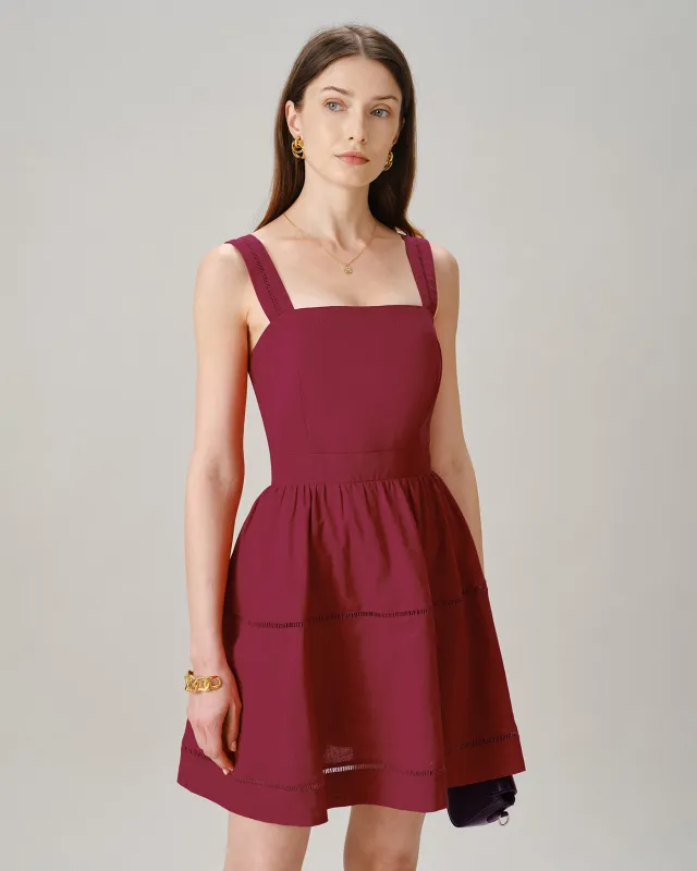 Red Square Neck Cut Out Mini Dress made by rihoas