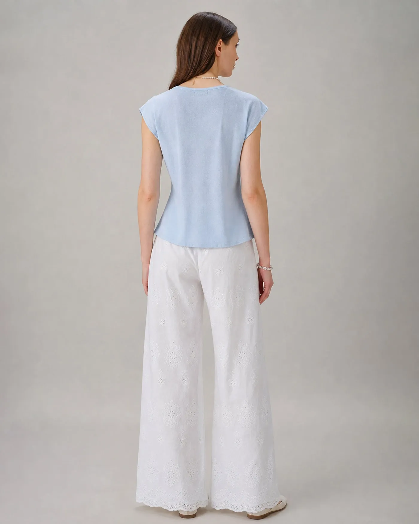 Blue Drop Shoulder Button Knit Sweater sold by rihoas product image thumbnail 4