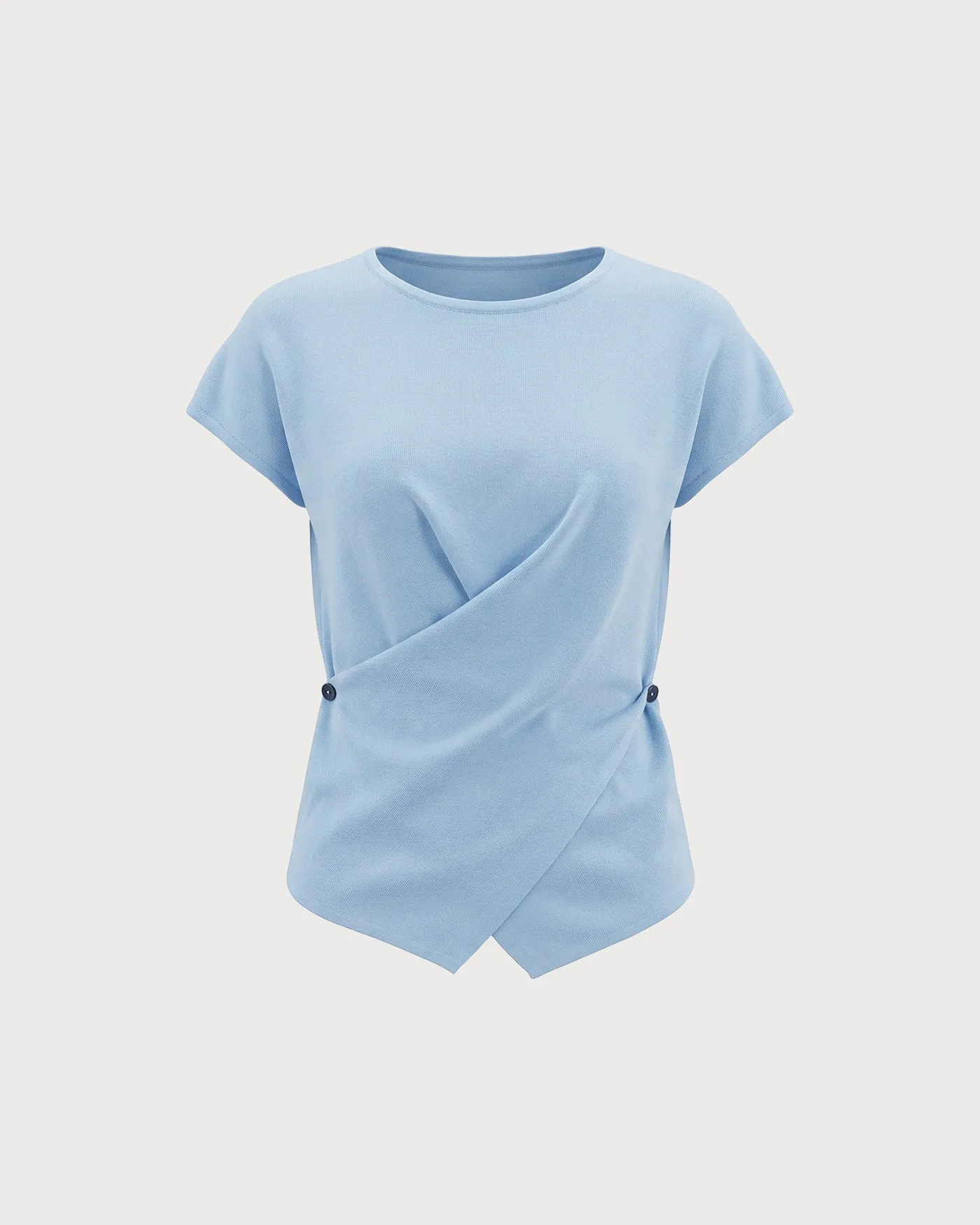 Blue Drop Shoulder Button Knit Sweater sold by rihoas product image thumbnail 5