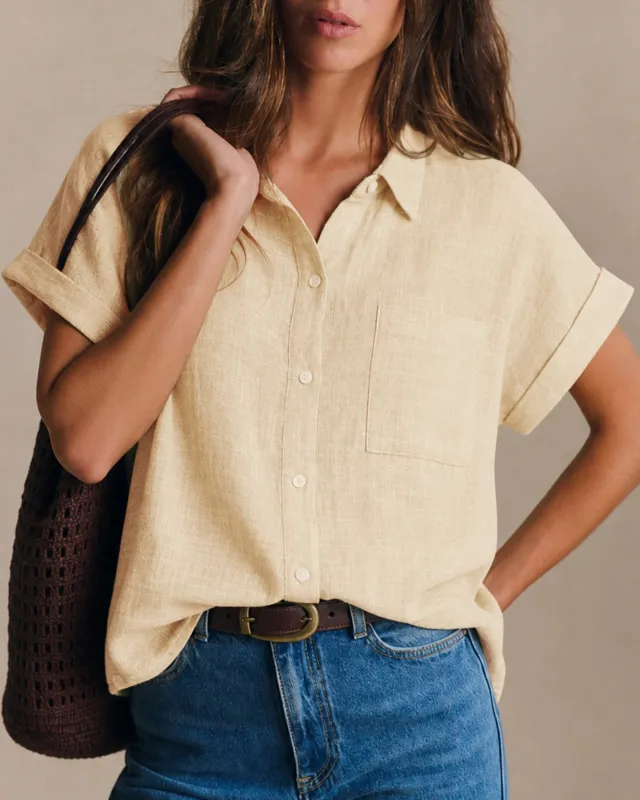 Apricot Short Sleeve Button Shirt made by rihoas