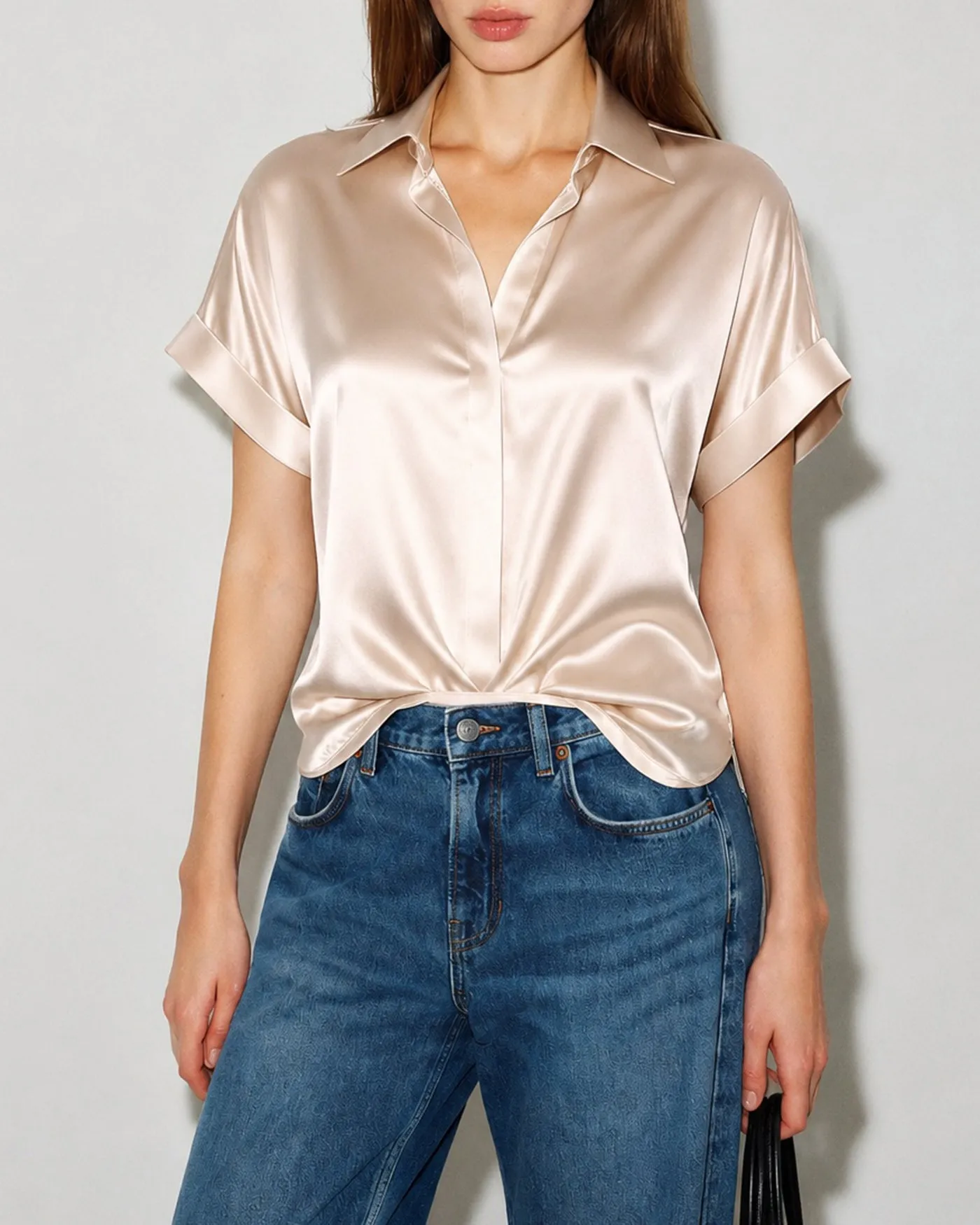 Apricot Collar Short Sleeve Shirt sold by rihoas product image thumbnail 3