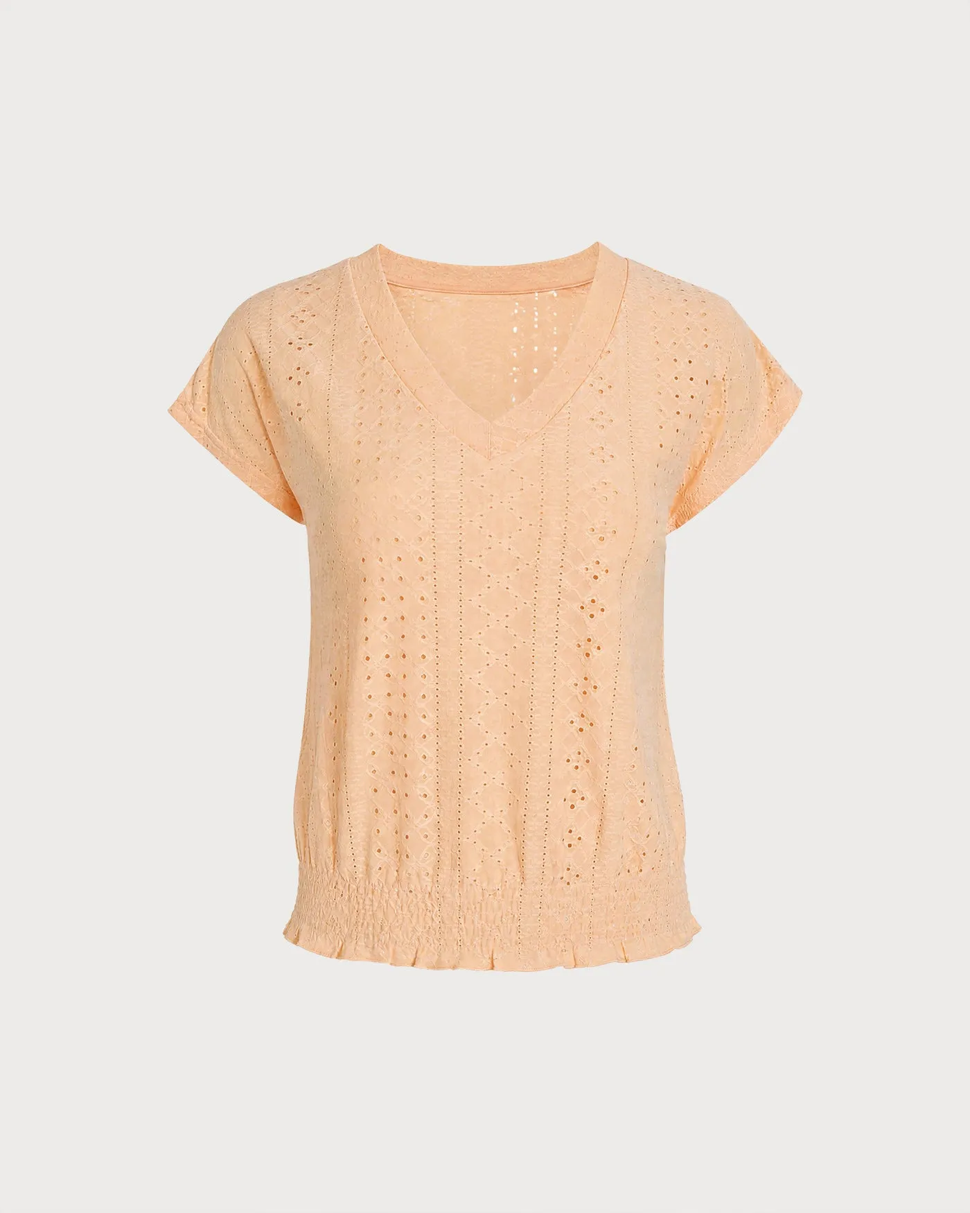Yellow V Neck Ruched Textured Tee sold by rihoas product image thumbnail 5