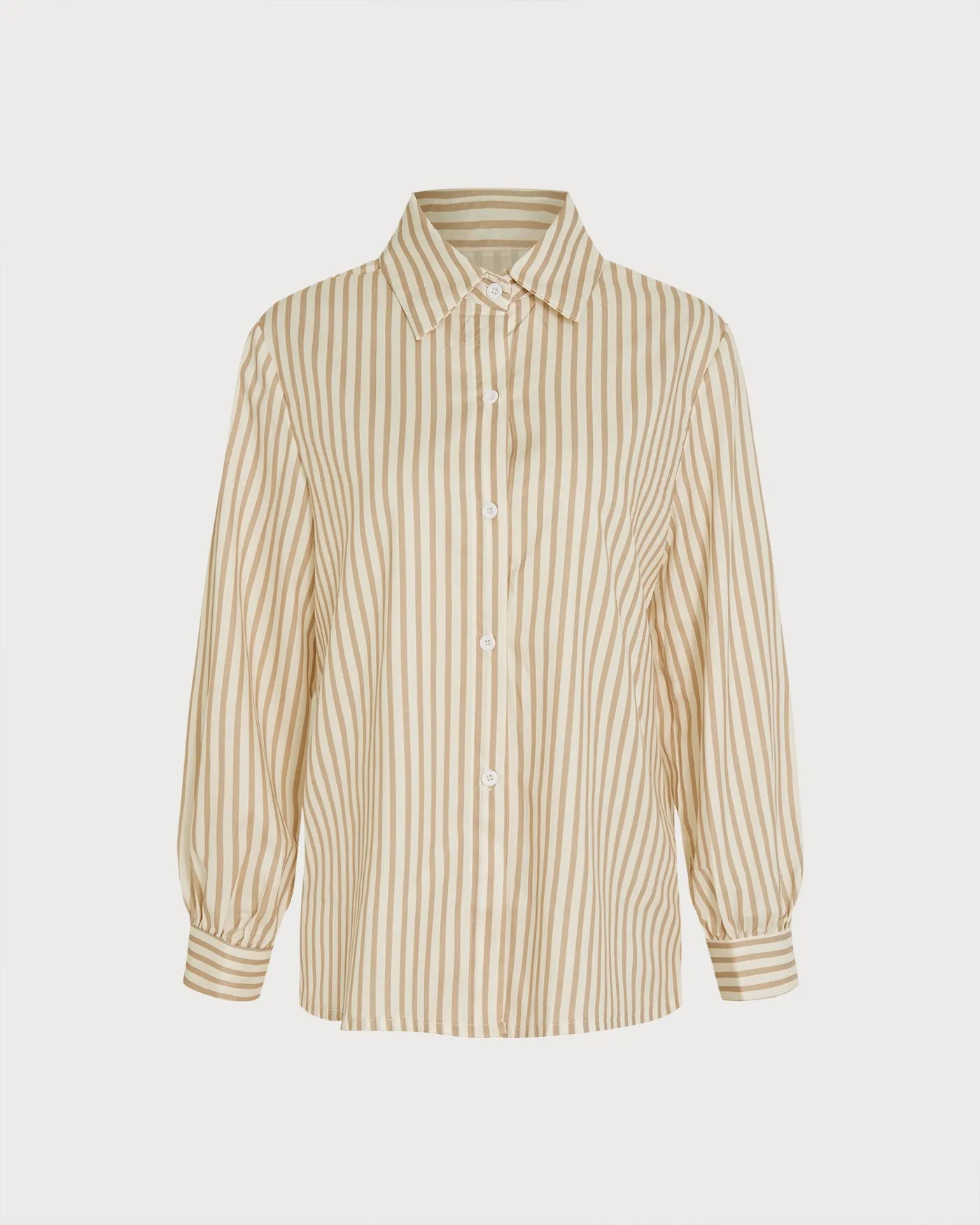 Apricot Collar Striped Button Shirt sold by rihoas product image thumbnail 5