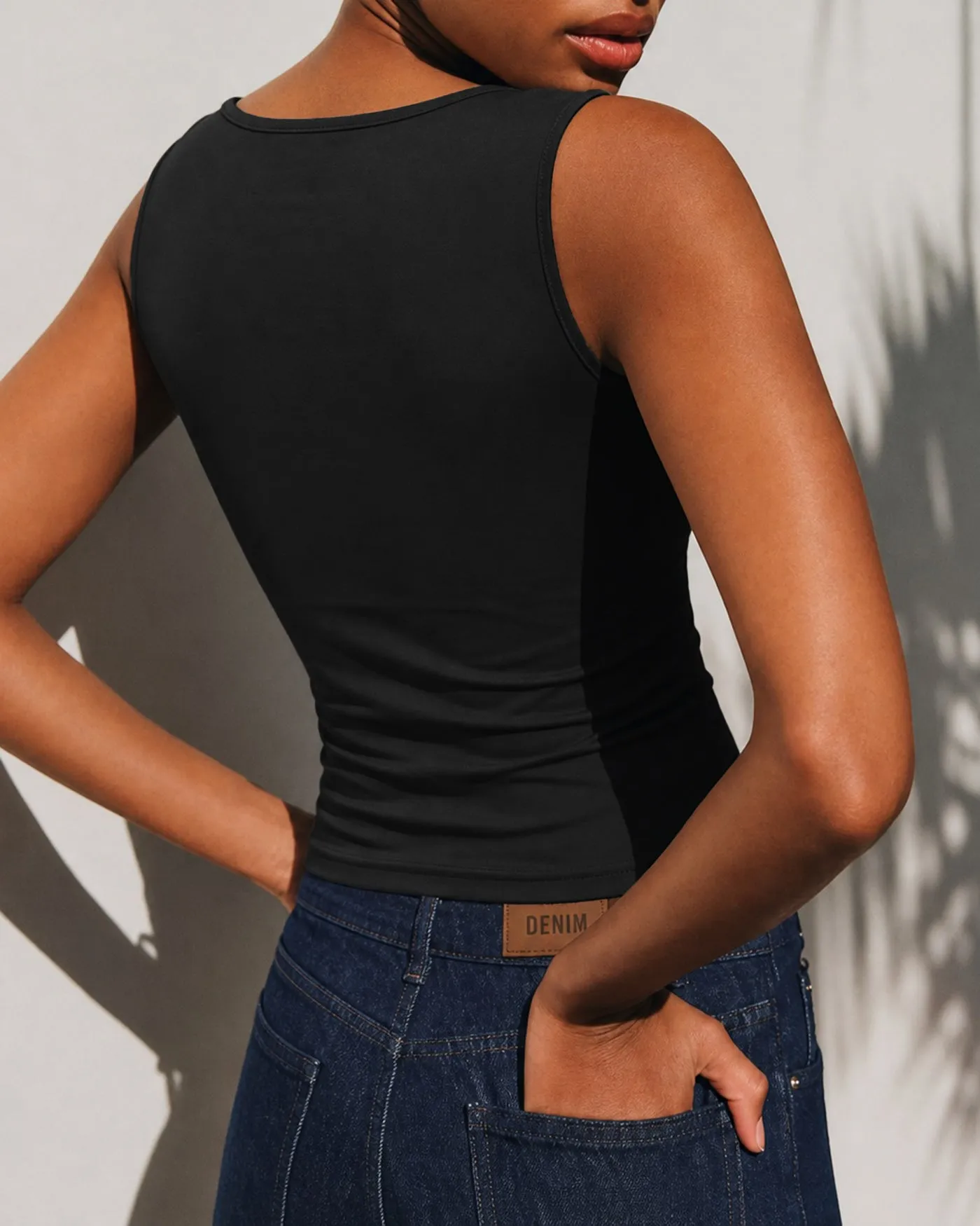 Black Cowl Neck Sleeveless Tank Top sold by rihoas product image thumbnail 3