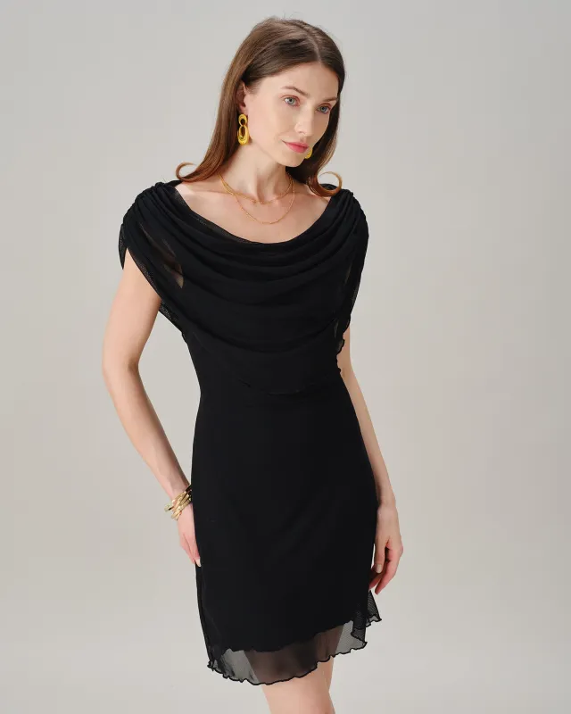 Black Cowl Neck Sleeveless Mini Dress made by rihoas