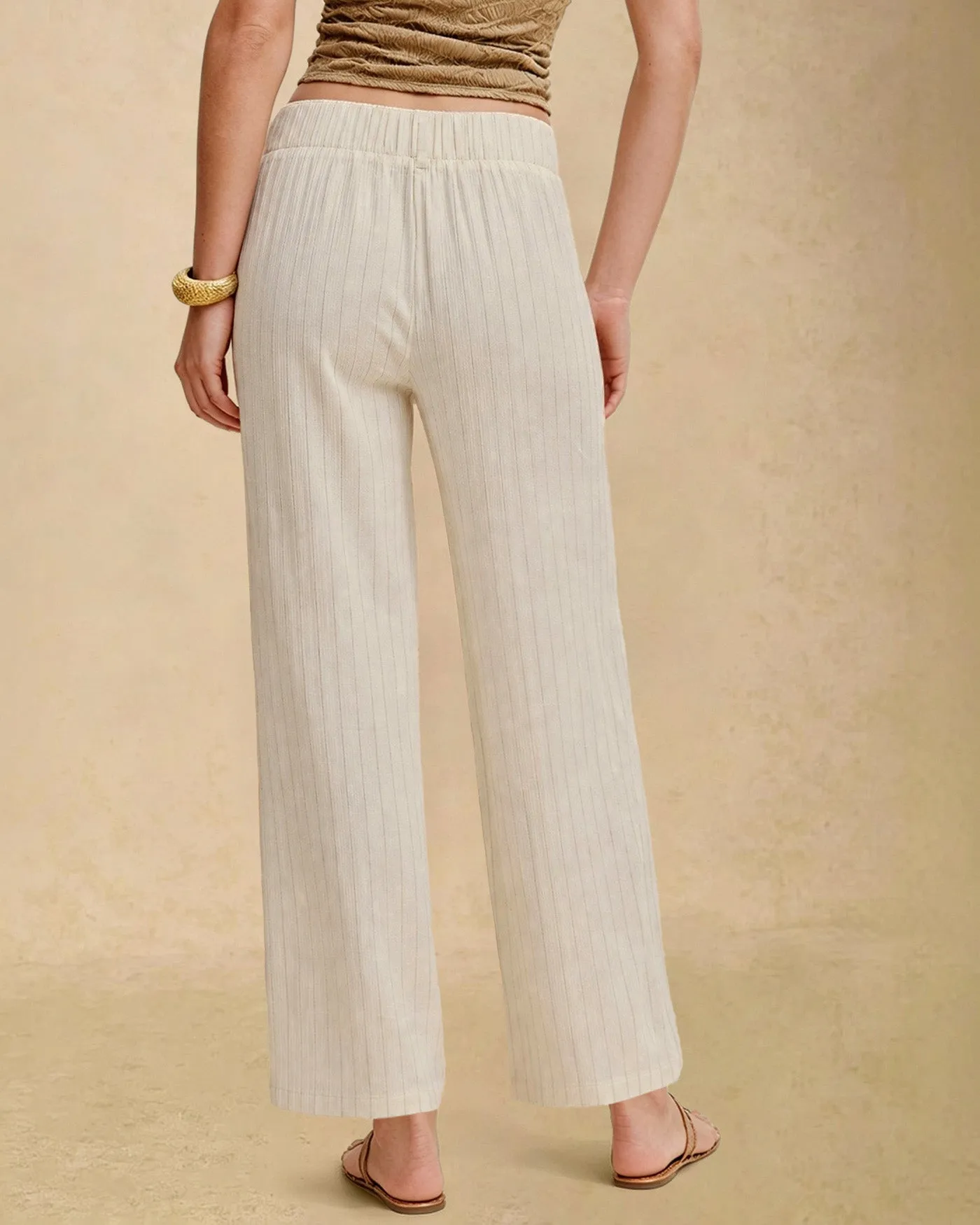 Apricot Elastic Waist Pockets Straight Pants sold by rihoas product image thumbnail 3