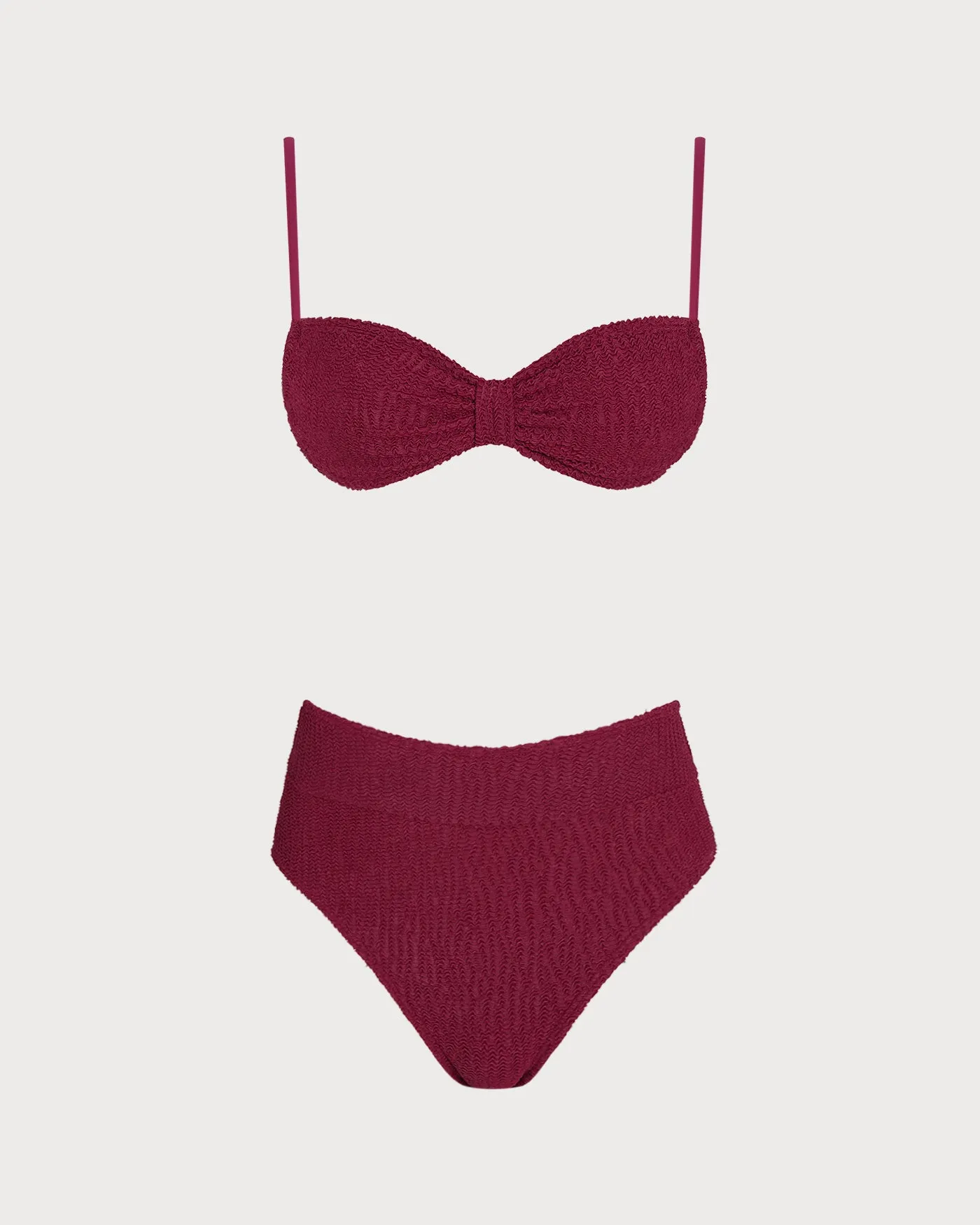 Wine Red High Waisted Triangle Bikini Set sold by rihoas product image thumbnail 4