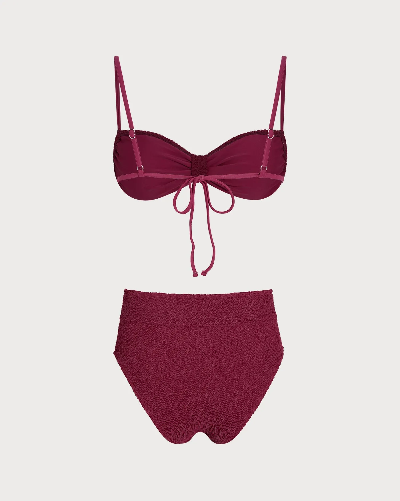 Wine Red High Waisted Triangle Bikini Set sold by rihoas product image thumbnail 5